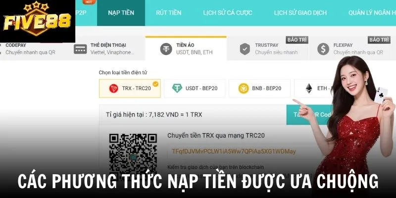 Các phương thức nạp tiền Five88 được ưa chuộng
